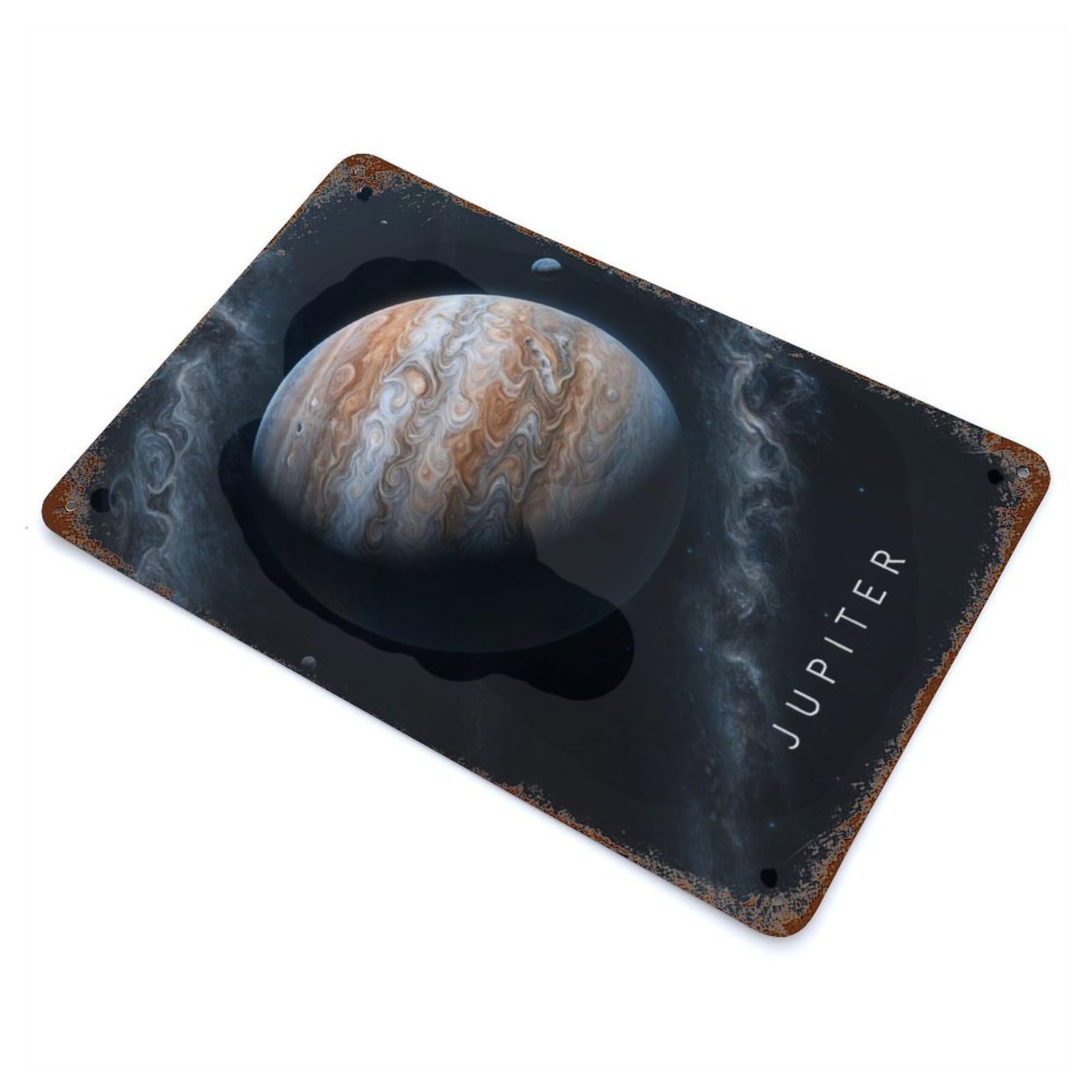 Planet Jupiter in Space 11.8"x7.9" Vintage Rust Metal Sign, Shabby Chic Decor for Garage, Bar And Workshop Decor