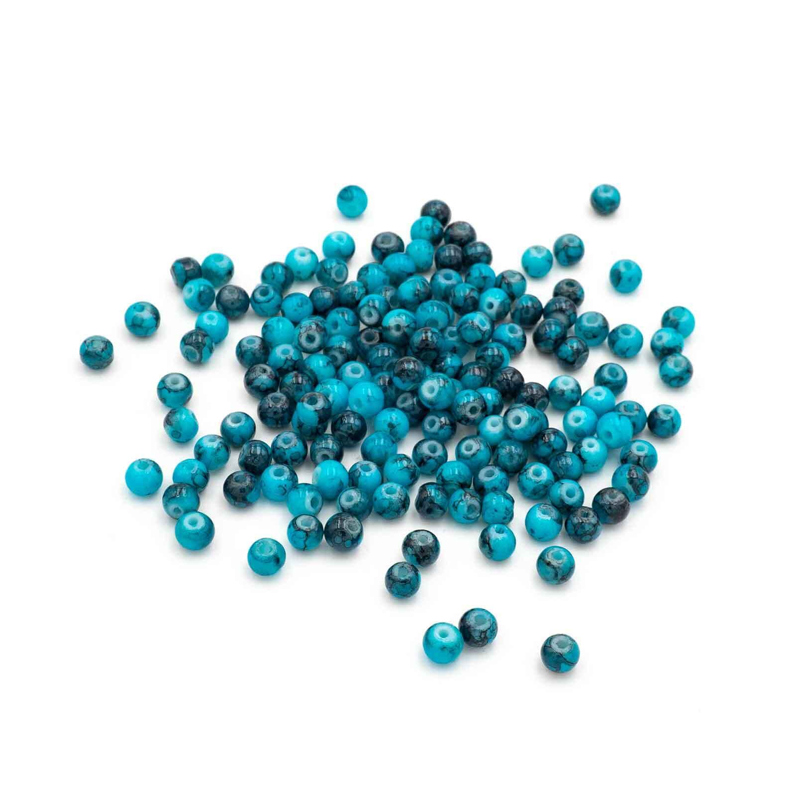 Lot De 20 Perles Vintage En Verre - Forme Disque, Diamètre 19mm, Couleur Bleu Noir - Occasion