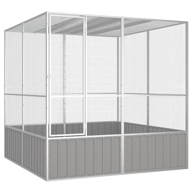 vidaXL Jaula de Pájaros Aves Pajareras Palomas Casita Acero Galvanizado Gris