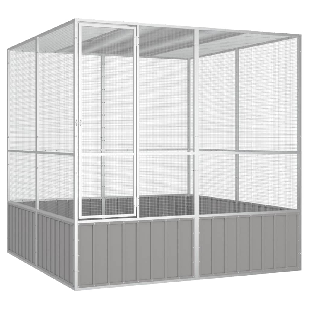 vidaXL Jaula de Pájaros Aves Pajareras Palomas Casita Acero Galvanizado Gris