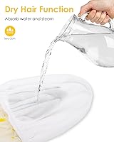 Vista 23 de Auban Gorro de ducha, gorro de ducha para mujer, forro de tela de rizo, EVA, exterior, reutilizable, doble capa, impermeable, gorra de baño grande