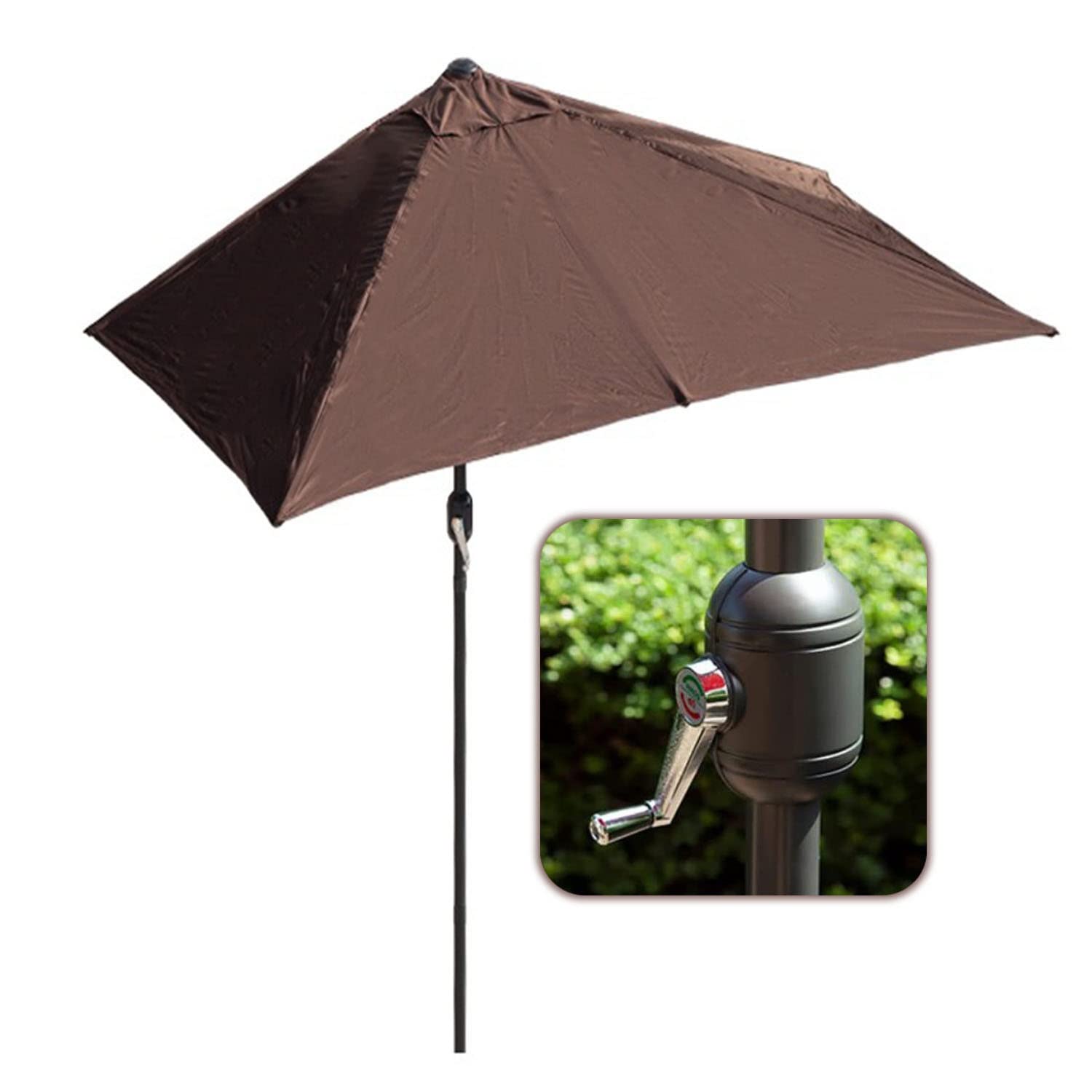 Demi Parasol Balcon Rectangulaire - Socle Remplissable, Hauteur Réglable, Toile Polyester
