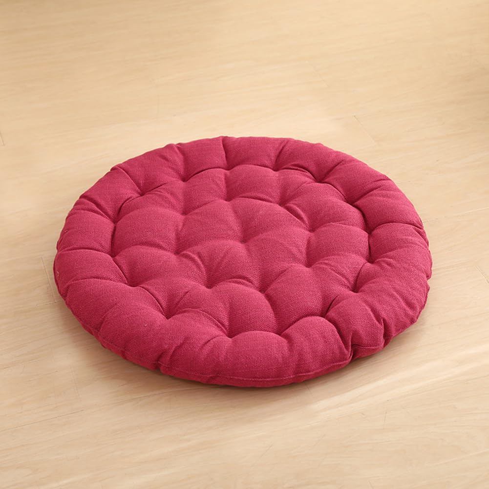 Floor Seat Cushion Pillow Extra Large Meditation Seating for Adults Kids,Round Chair Pad Super Soft Floor Seating Cushion for Tatami Living Room Bedroom (Rose Red,22x22x3inch)