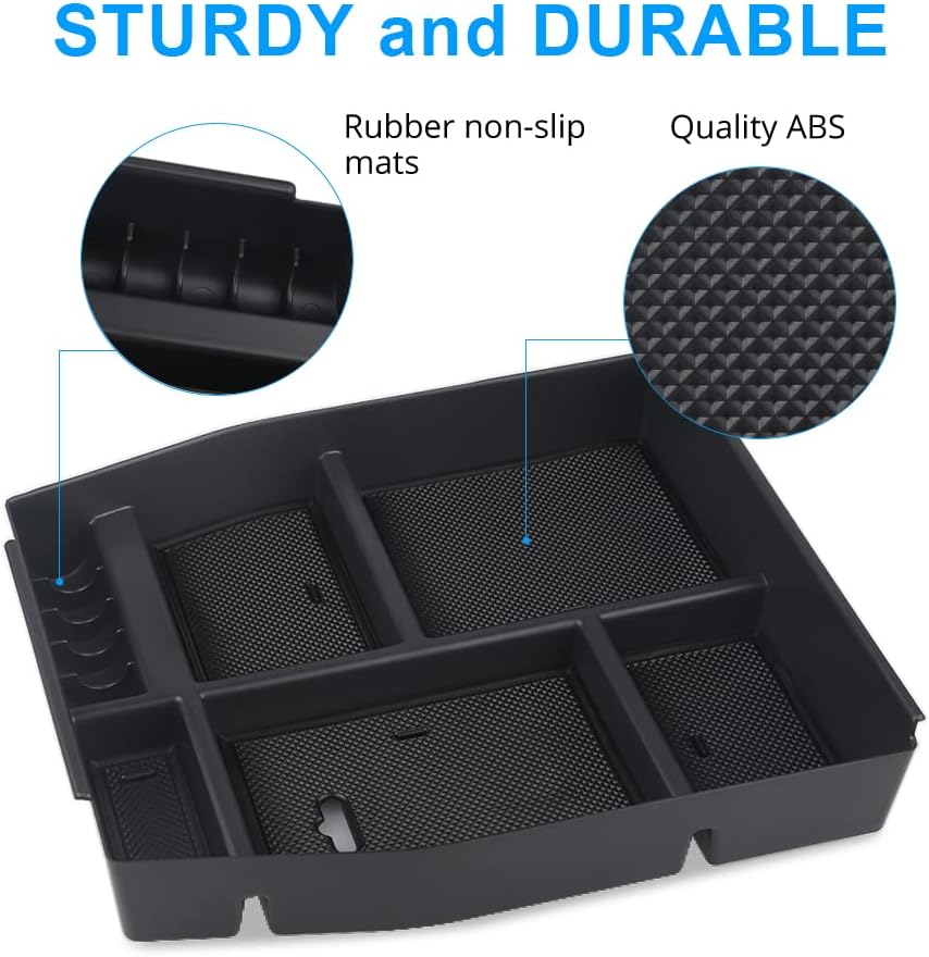 Compatible with Center Console Organizer Tray Ford F150 15 16 17 2015 2016 2017 Armrest Box Secondary Storage with A Car Cleaner Brush