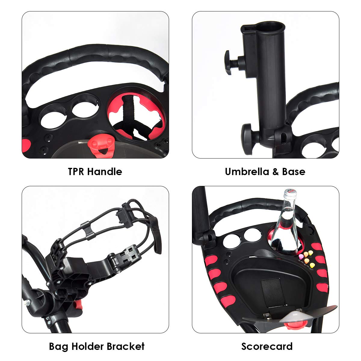 Tangkula Golf Push Pull Cart, 4 Wheels Foldable Collapsible Golf