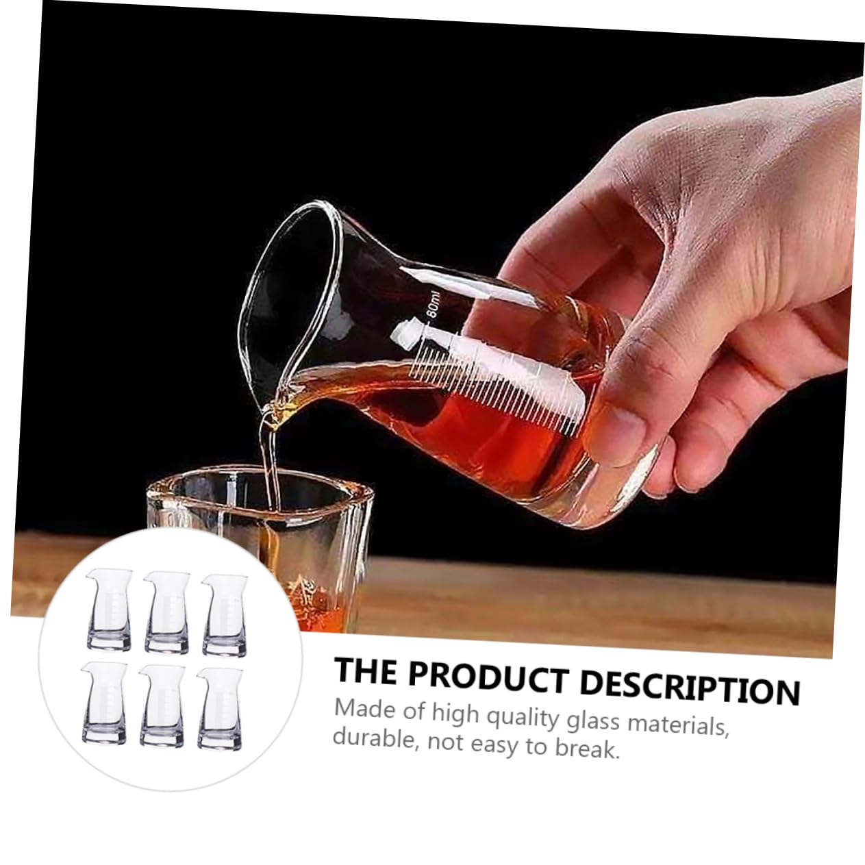 6pezzi Bicchieri Misuratori Spesso con Scala per Bar e Cucina per Vino Liquori e Bevande Perfetti per Misurare e Conservare Liquidi