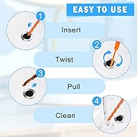 Vista 4 de Paquete de 6 herramientas de limpieza de obstrucciones de cabello en desagües, ONEHERE herramienta removedora de obstrucciones de cabello
