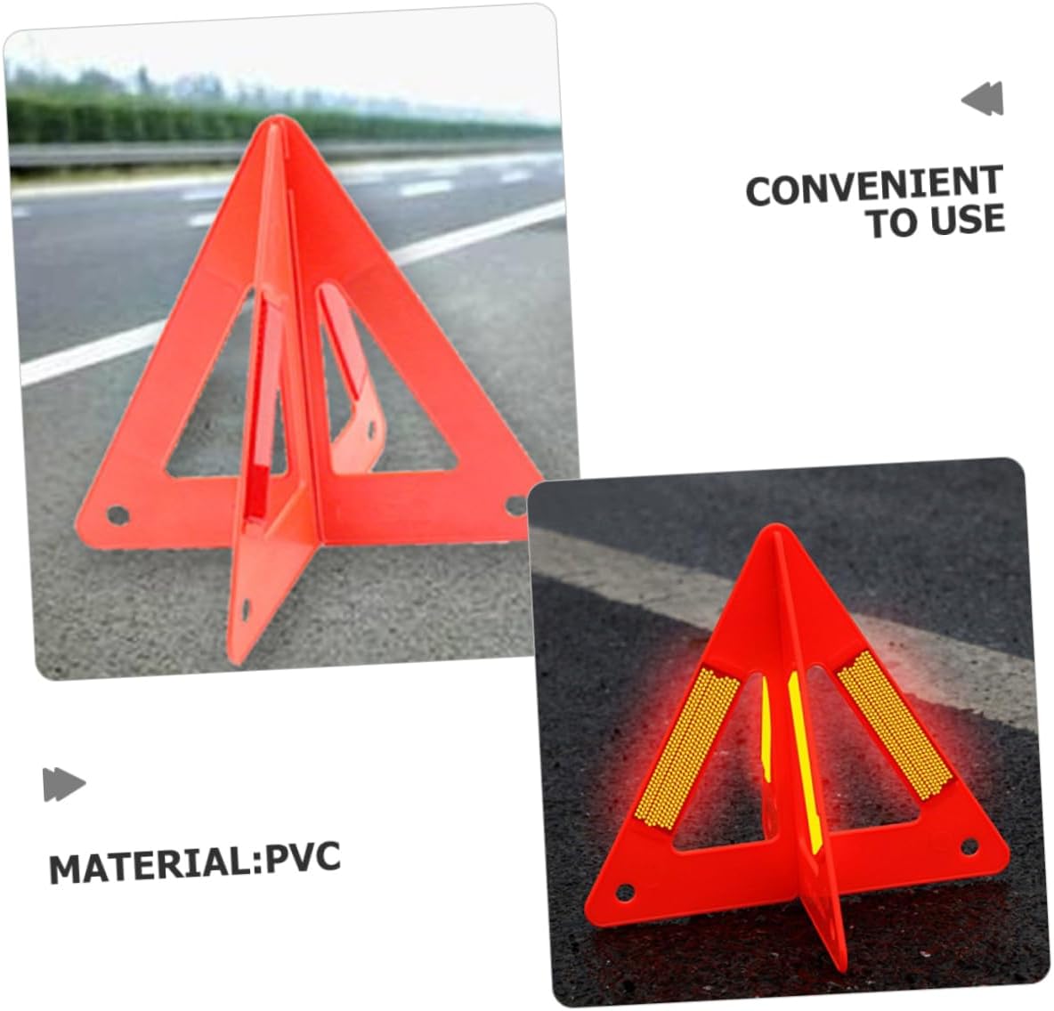 3pcs Car Trunk Emergency Triangle Reflectors Safety Roadside Signs Warning Triangles