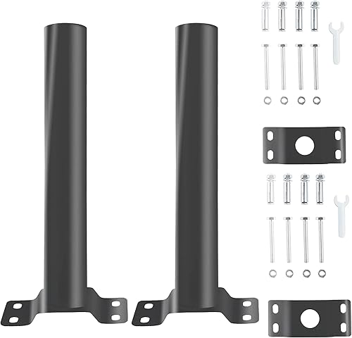 Paquete de 2 soportes de montaje en poste de luz, kit de extensión de soporte de montaje en poste solar, bandera de pared, tubos de metal negro,