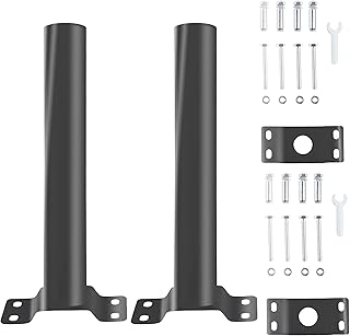 2 Pack Light Pole Mount,Solar Pole Mounting Bracket Extension Kit Wall Flag Black Metal Pipes Barn Lights Fixture Adaptor Outdoor Arm for Led Street Light,Wall Mounted Tire,Barn Lamp,Post Tree Fence