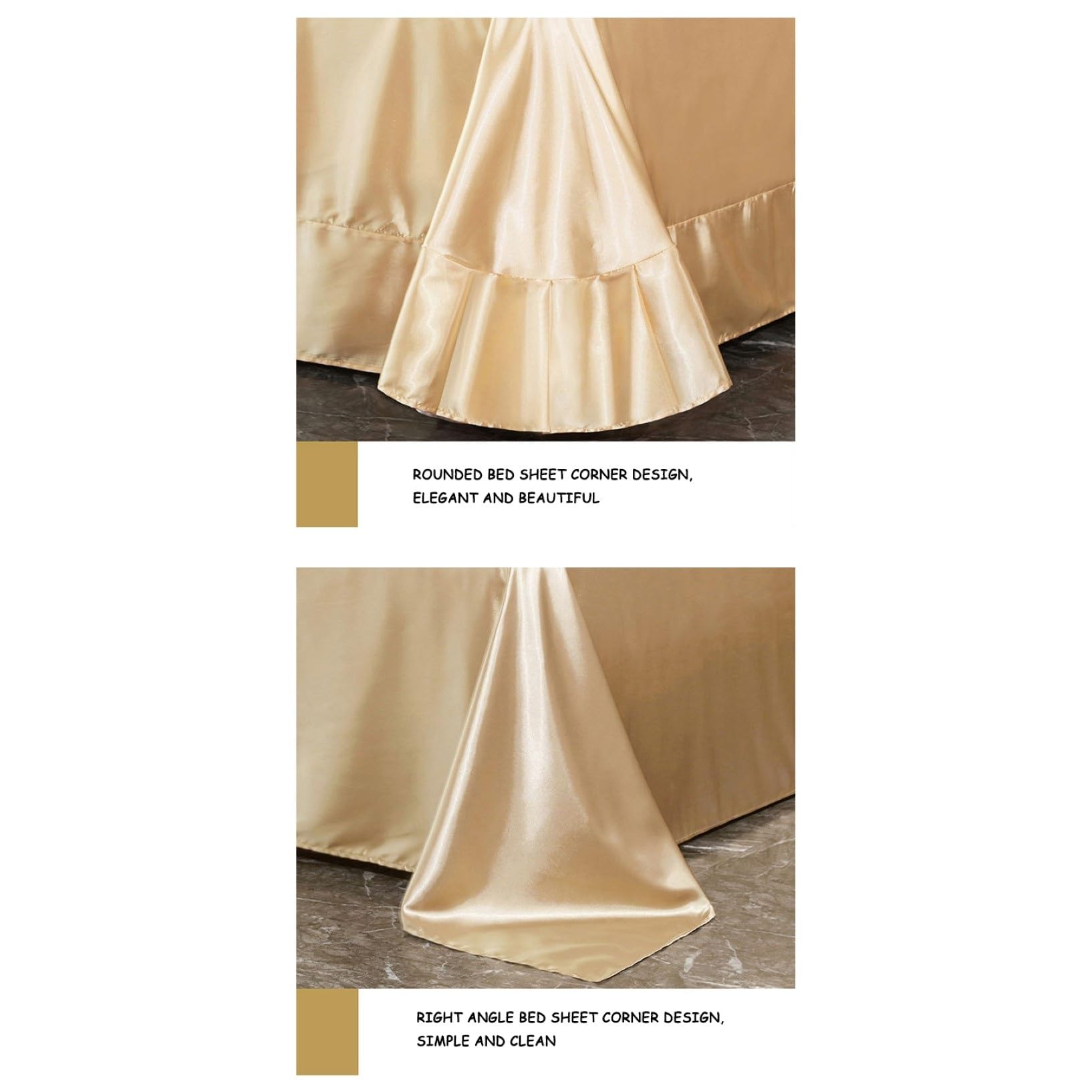 Juego Sábanas Satén Tamaño Queen,Sábanas Satén Sedosas Y Lujosamente Suaves,Similares A Las Sábanas Seda For El Cabello Y La Piel,Regalos For Mujeres(Camel,245 * 250cm(Round Angle Sheet))
