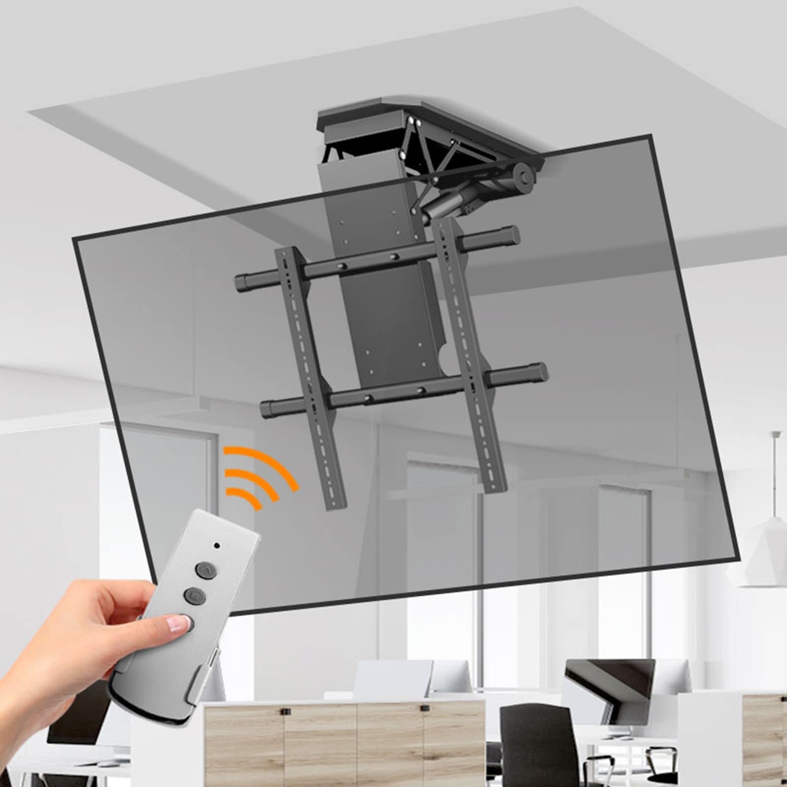 Soporte de TV motorizado para Techo con Mando a Distancia e Interruptor de Control.