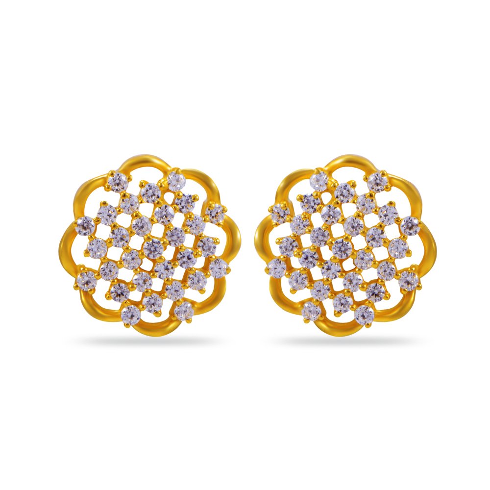 Impress Collection 22k Yellow Gold Stud Earrings for Women-image-33