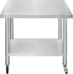 VidaXL Edelstahl Arbeitstisch 110x30cm - Küchentisch Mit Verstellbaren Füßen