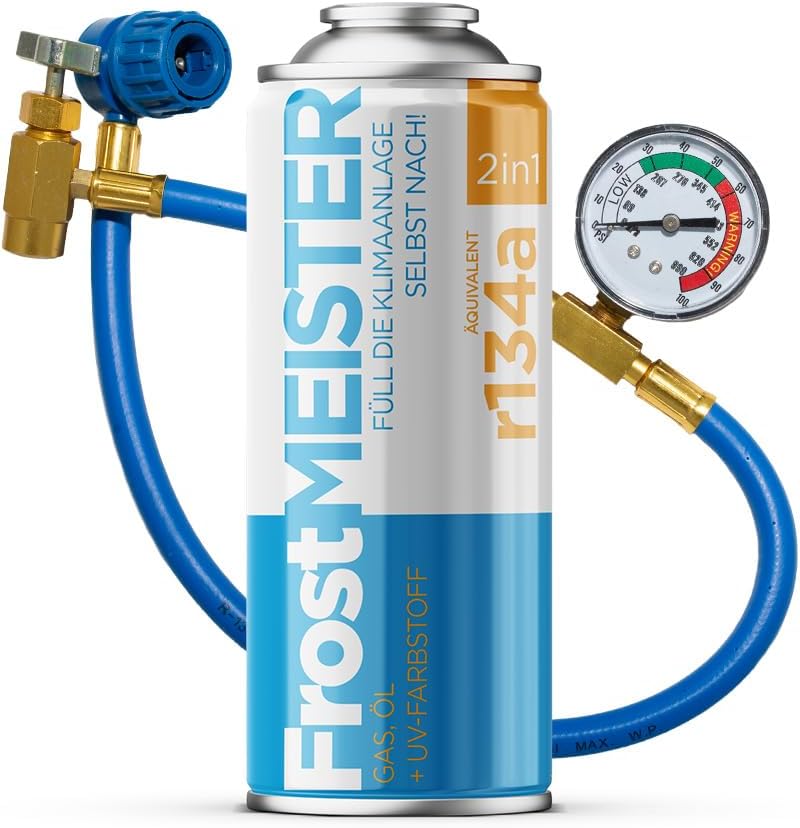 FROSTMEISTER 3 en 1 400 ml - 6x latas de gas R134a para autoservicio de aire acondicionado