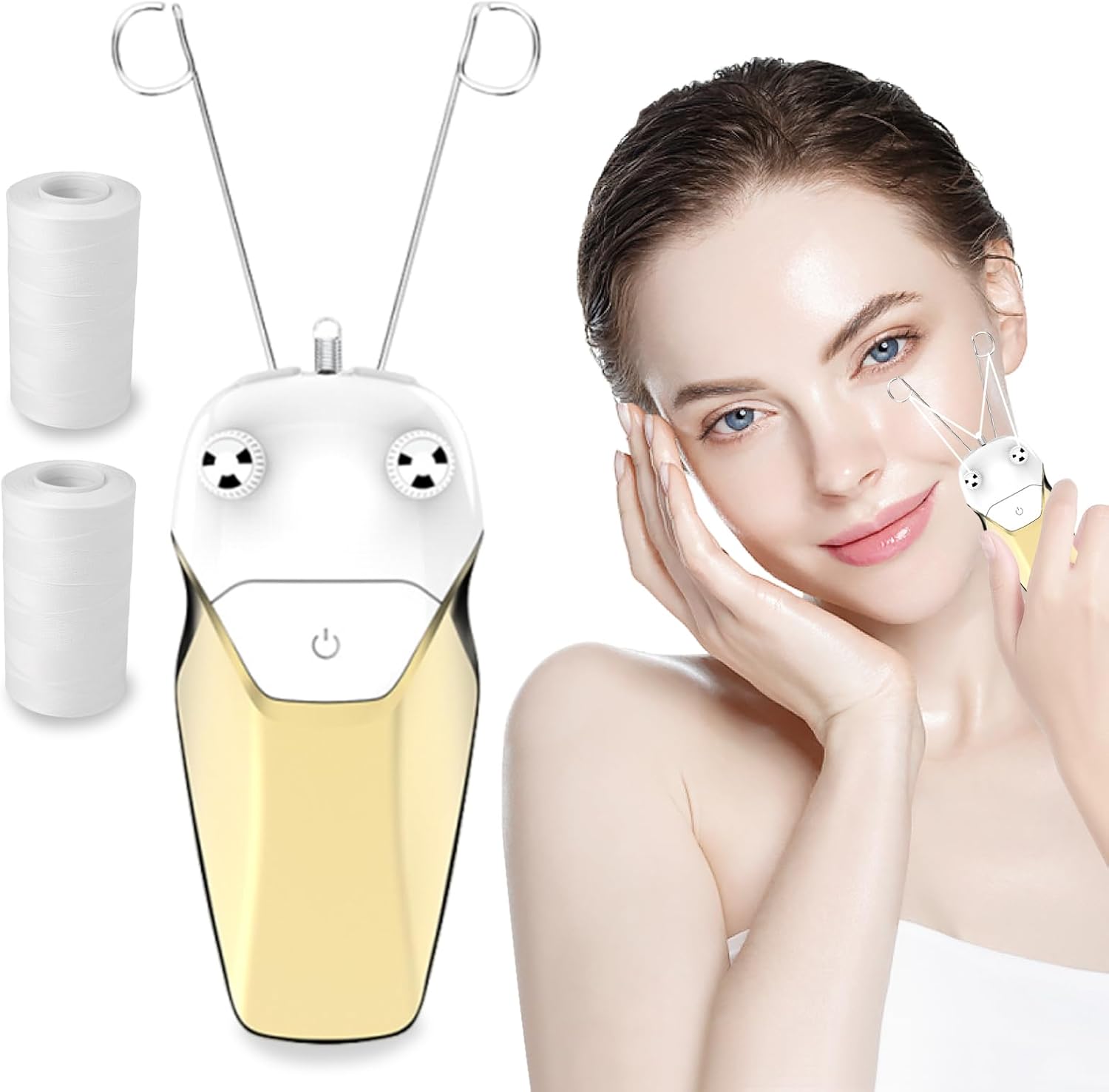 Gold Facial Threading Hair Removal Electric Women’s, USB Rechargeable Electric Hair Removal Device for Women, Threading Face Epilator for Fine Hairs on Face, Chin, Upper Lip, Arms Gold Facial Threading Hair Removal Electric Women’s, USB Rechargeable Electric Hair Removal Device for Women, Threading Face Epilator for Fine Hairs on Face, Chin, Upper Lip, Arms