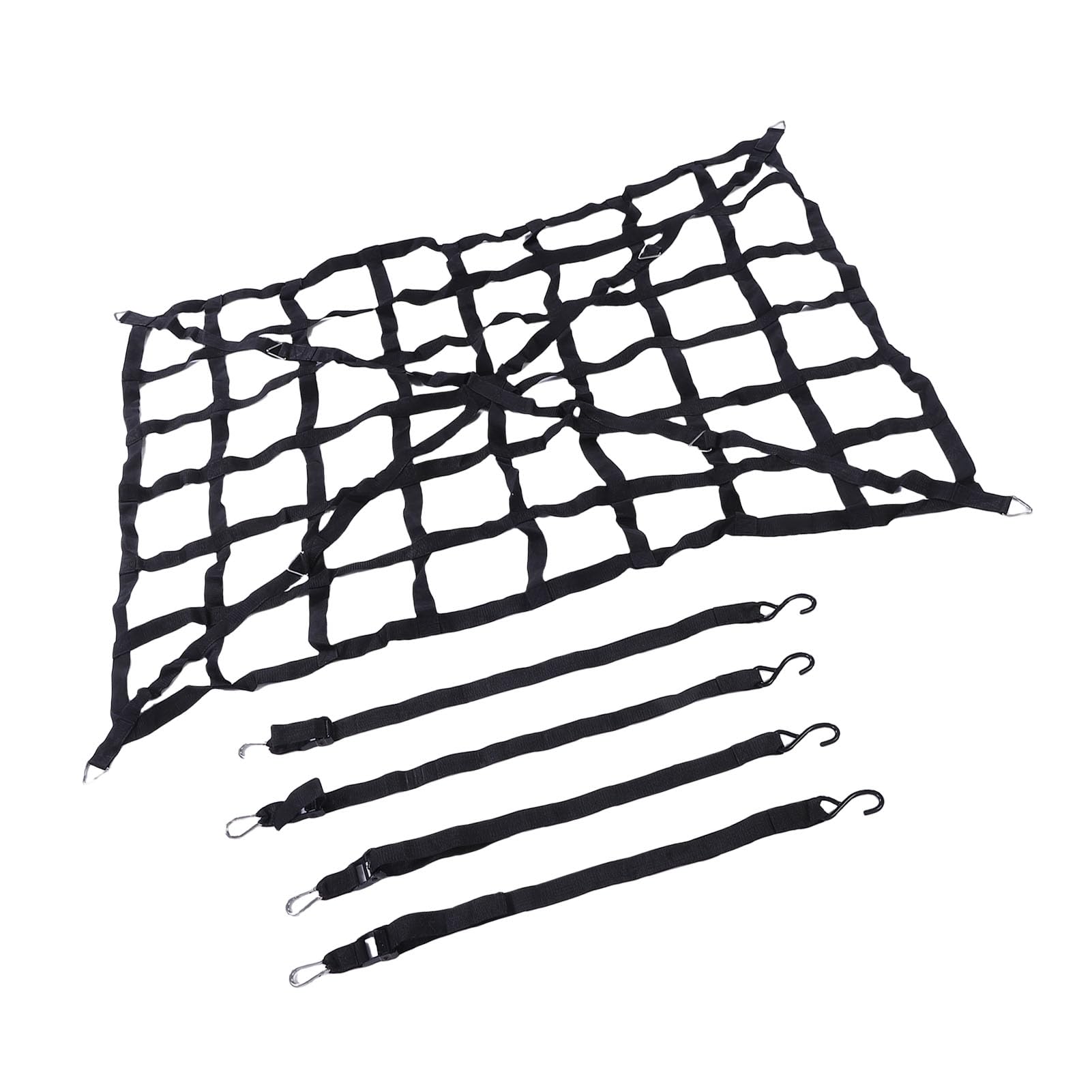 SEAFRONT LKW-Ladeflächen-Gepäcknetz, Verstellbares Bungee-Gepäcknetz aus Polyester, 1100 Lbs Tragfähigkeit mit 4 Haken, Netz-Organizer für Pickup-Anhänger, SUV, UTV, Dachträger-Aufbewahrung (66" x