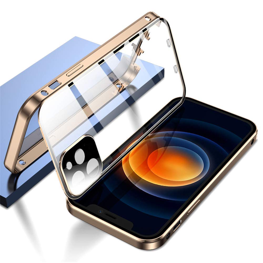 KMXDD Double Safety Lock Case for iPhone 12 Mini Bumper Case with Camera Lens Protector Double