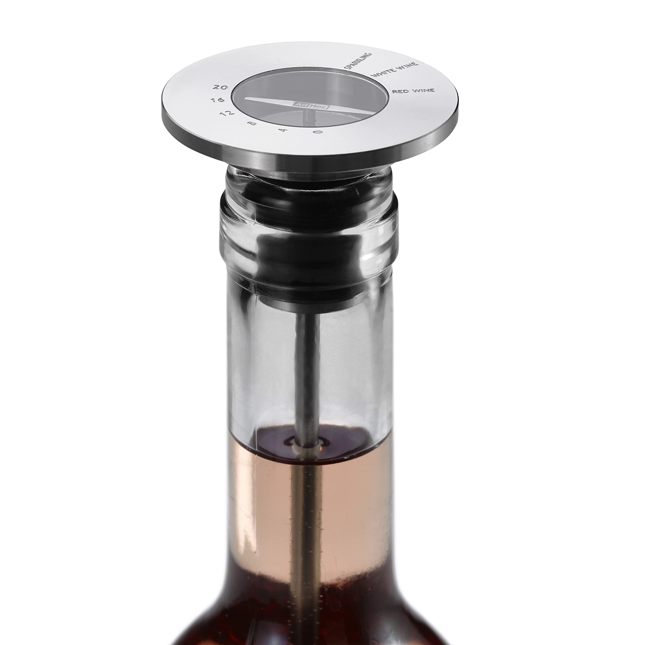 AdHoc FV43 CHAMP - Termometro per vino e chiusura in acciaio INOX, plastica/silicone