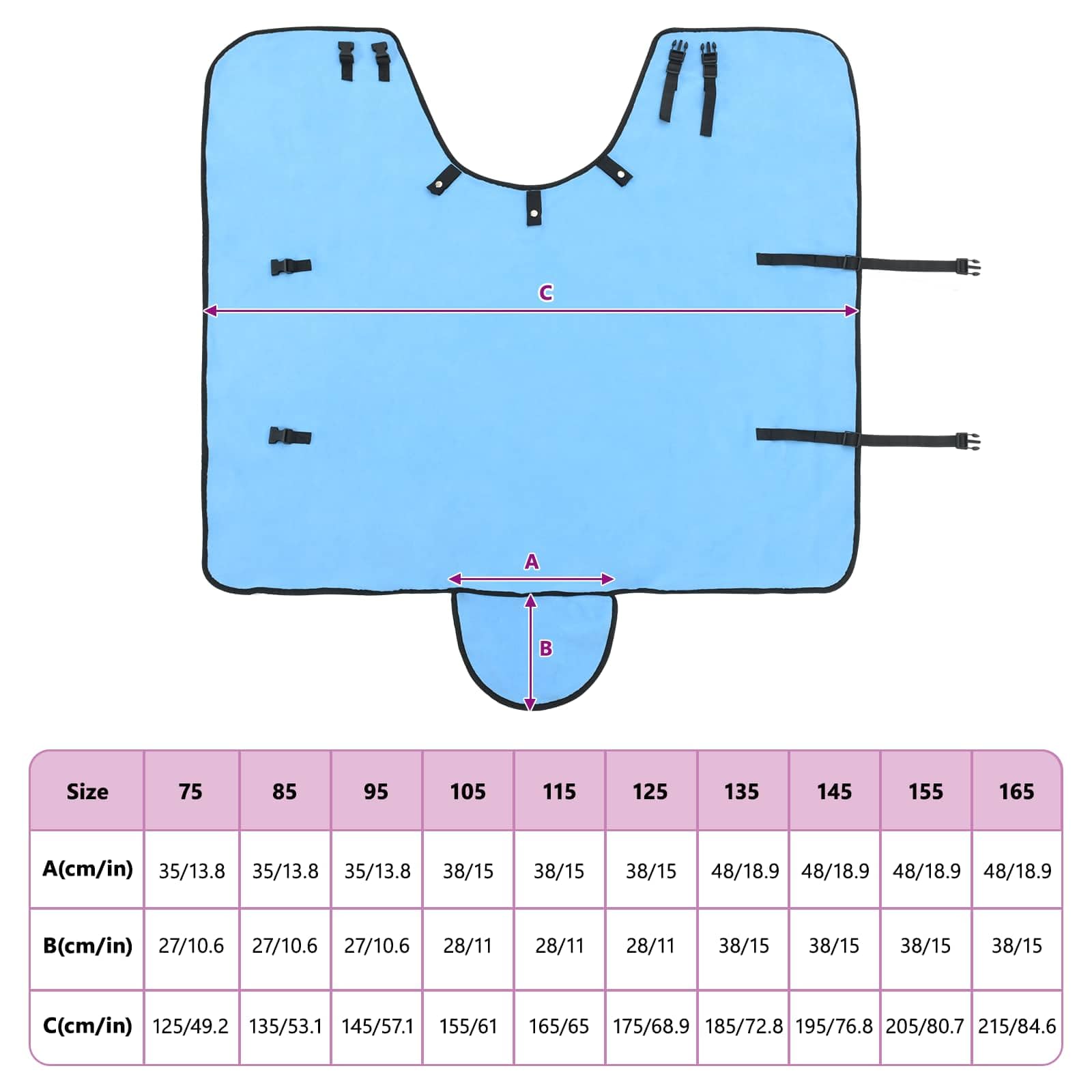 Manta para caballos Aqua de poliéster de 75 cm, impermeable, resistente al viento, transpirable, con espacio ajustable en el vientre y correa cruzada, para invierno, protección contra el frío