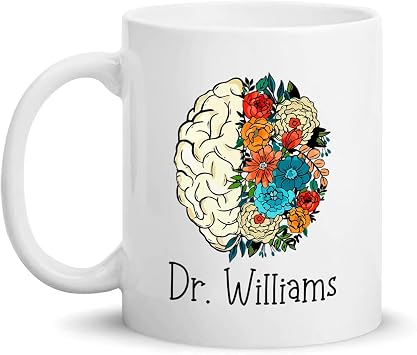 Brains Neuro Floral Mug, Neuroscience Coffee Mug Gift, Personalized Floral Brain Ceramic Mug For Neurologist, Neurosurgeon Gift, Neurology Nurse Cup, Custom Neurologist Mug With Name 11oz 15oz