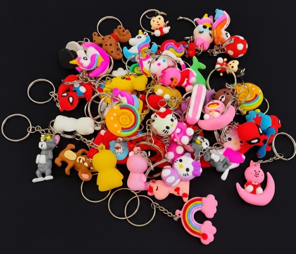 Crafts and Toys Cute Cartoon Keyrings | Assorted 3D Silicone Keychains for Kids & Teens, Backpack Charms, Party Favors & Durable Zipper Pulls | for Birthday Gift, Return Gift Pack of 15 (N84)-image-39