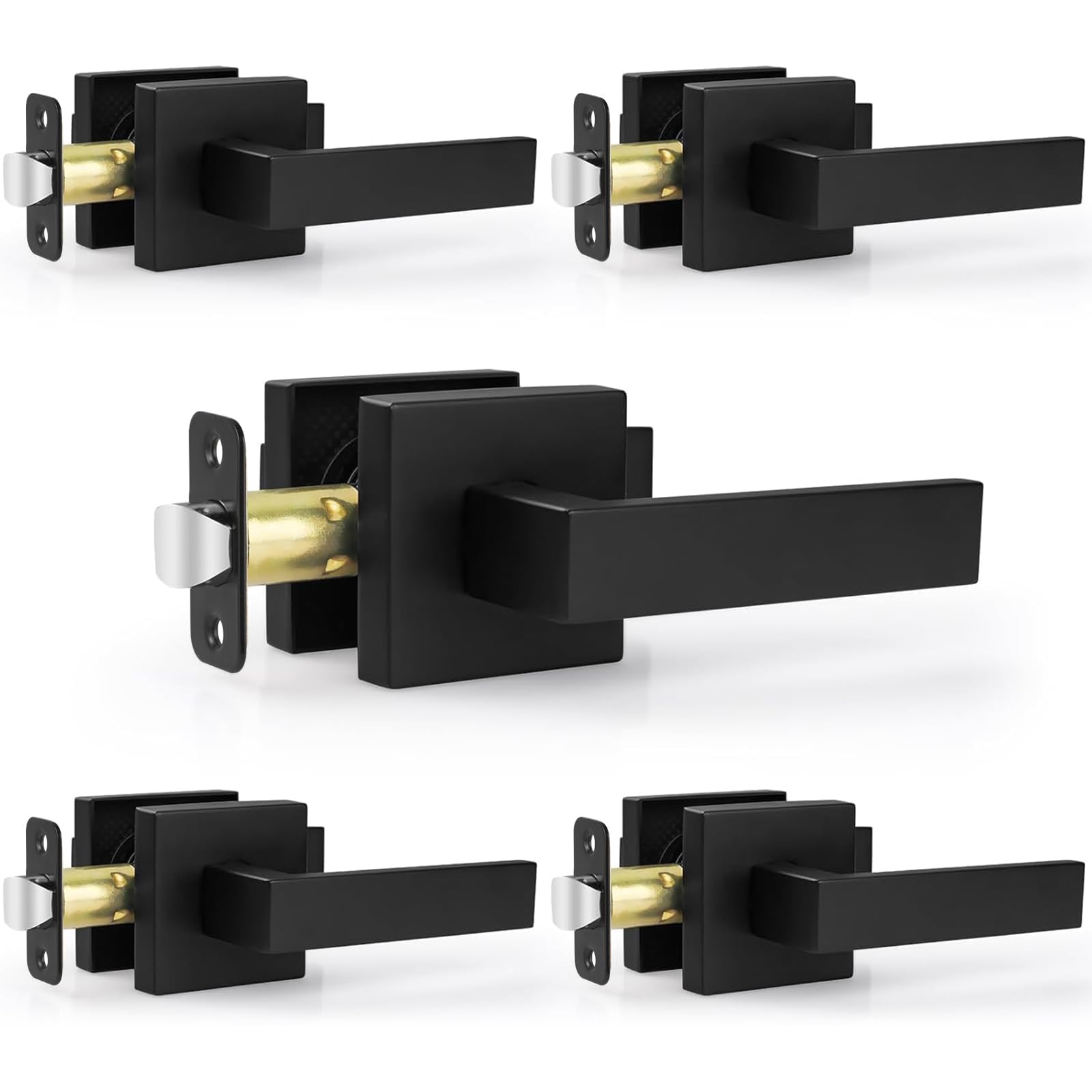 Estmoon Door Locks for Front Door, Matte Black Exterior Door Handle and Single Cylinder Deadbolt Lock, Heavy Duty Modern Square Front Door Handle and Deadbolt Set, Commercial Locks for Doors, 1 Pack — Amazon image 17