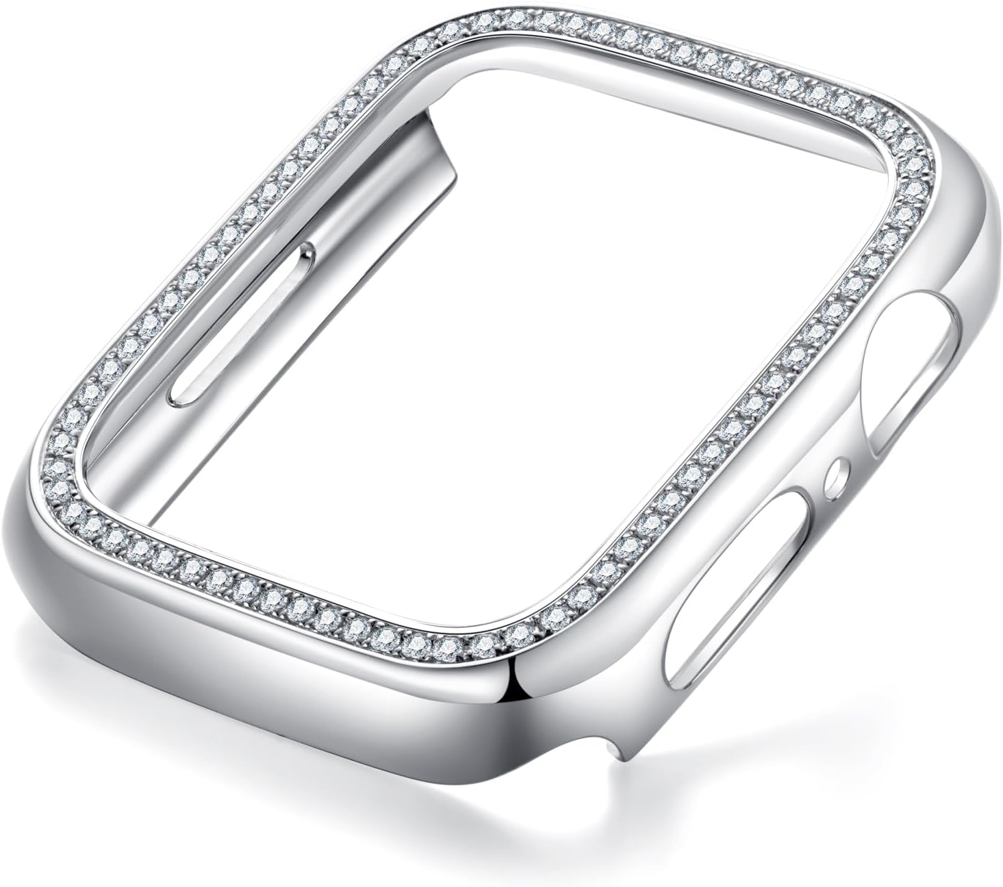 AnuClub Moissanite Screen Protector Case for Apple Watch SE 44mm with Tempered Glass, D Color VVS1 Moissanite Full Protective Cover for iWatch Accessories with Certification