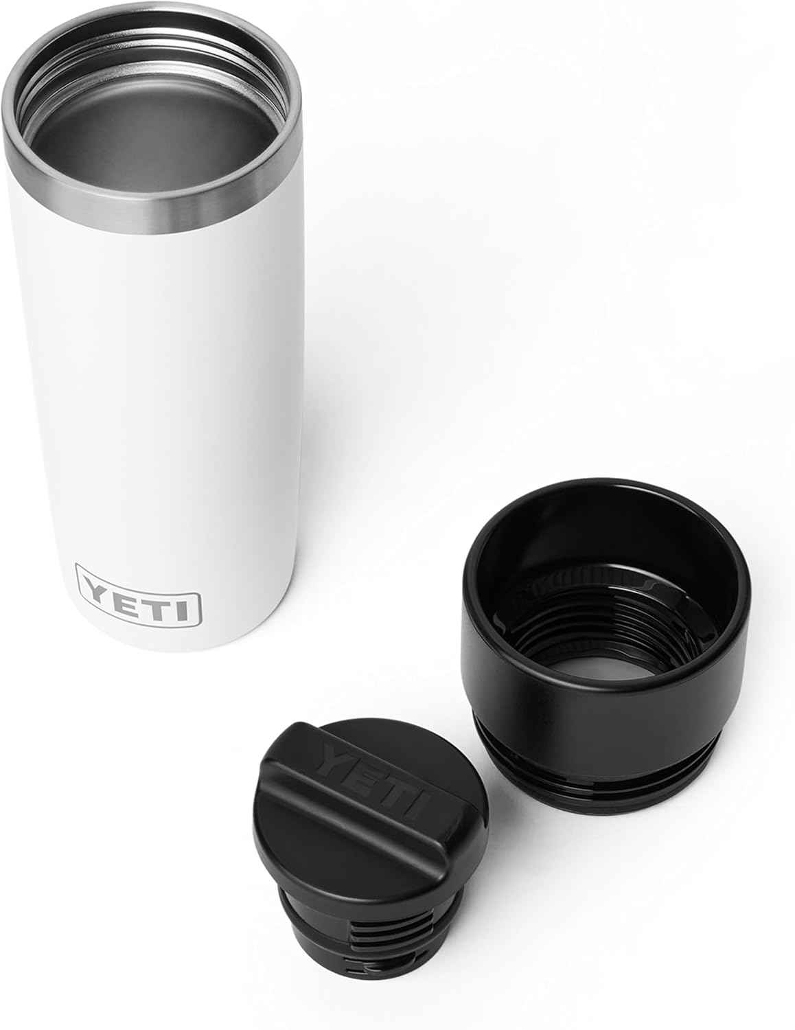YETI Rambler Travel Bottle, Vacuum Insulated Stainless Steel Bottle with Leakproof Hotshot Commuter Cap, White, 16 oz (473 ml)