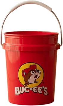 Buc-ee's Mini Red Bucket, 18 Ounce Portable Container with Handle, Plastic Storage Pail