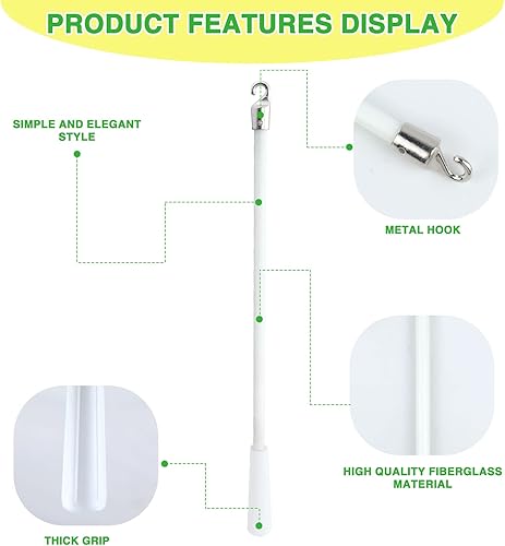 Miniatura 3 de Varita inclinable para ventana blanca con gancho de metal, varilla de fibra de vidrio de 17 pulgadas, piezas de repuesto para persianas verticales,
