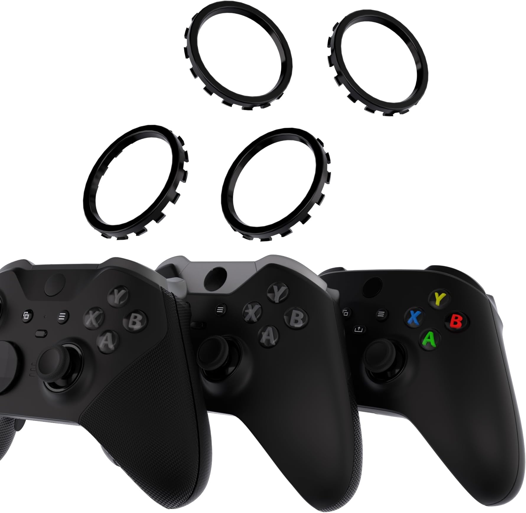eXtremeRate Replacement Accent Rings for Xbox Elite Series 2 Core | for Elite Series 2 | for Xbox One Elite | for eXtremeRate ASR Version Shell for Xbox Series X/S Controller - Black