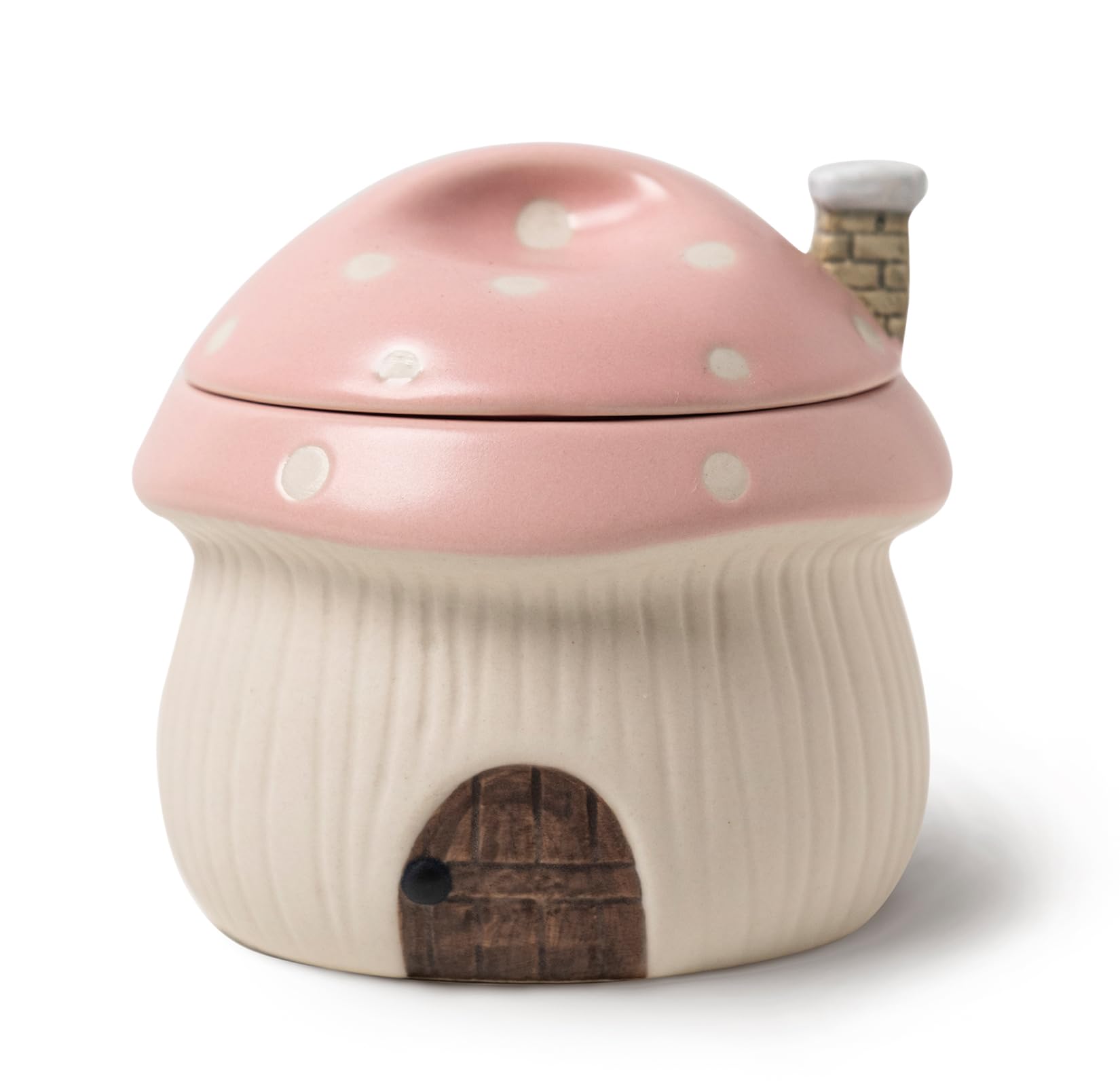 RESVUGA French Onion Soup Bowl with Lid, Ramekin, Funny Mushroom House Style Novelty Bowl, Lava Cakes, Creme Brulee, Egg Cooker. with Heat Dissipation Vents, 320 ml. (Pink)