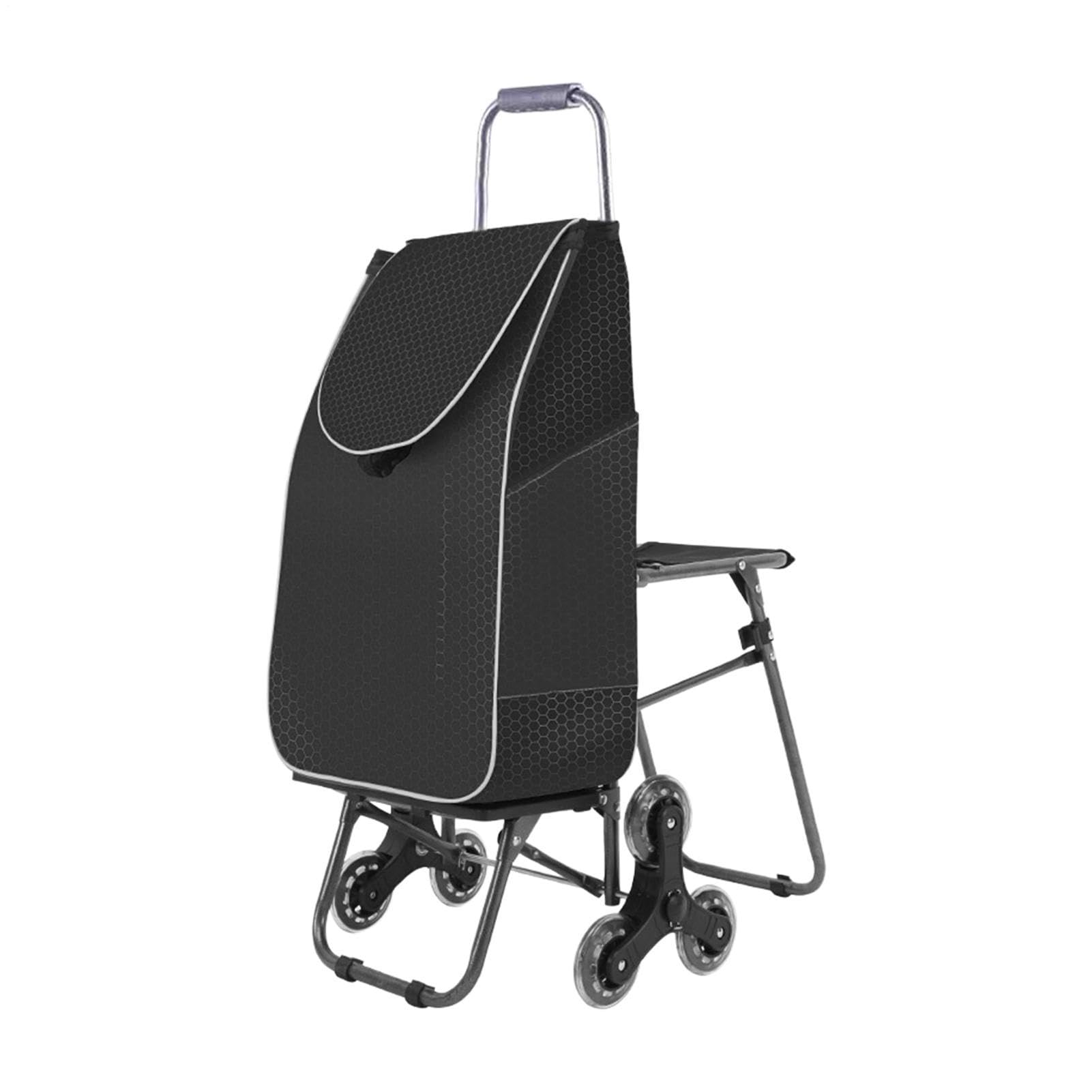 Carrello Saliscale Borsa Carrello Pieghevole A 3 Ruote Saliscale | Carrello Spesa Portatile Per Anziani Scale Appartamento Mercato Lavanderia Casa Auto Trasporto