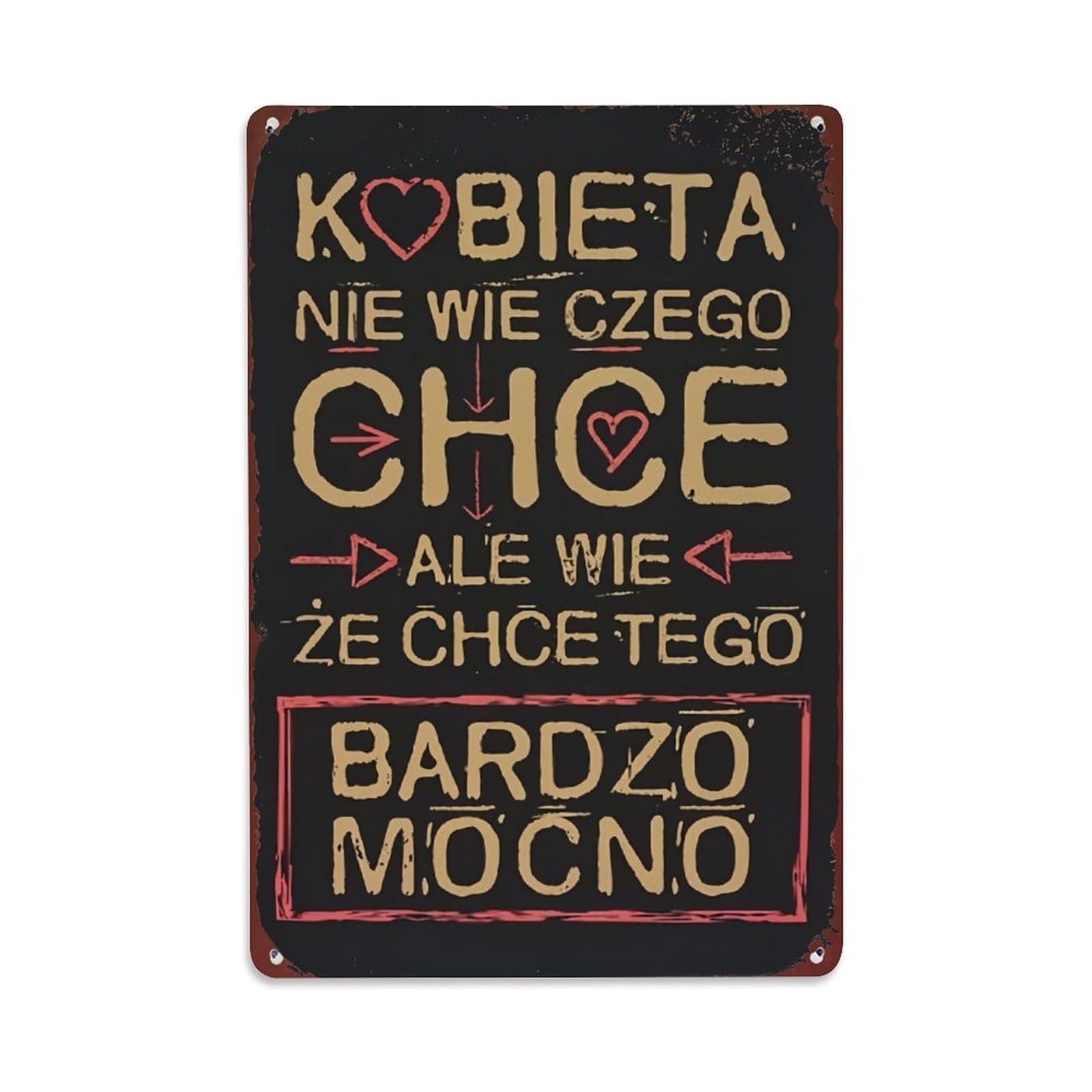 Jdfenggu Vintage Kobieta Nie Wie Czego Chce Ale Wie Ze Chce Tego Bardzo Mocno Retro Metal Tin Sign, Decor Art Poster For Bar, Home, Man Cave, Kitchen, Laundry Room Gift 8X12inch