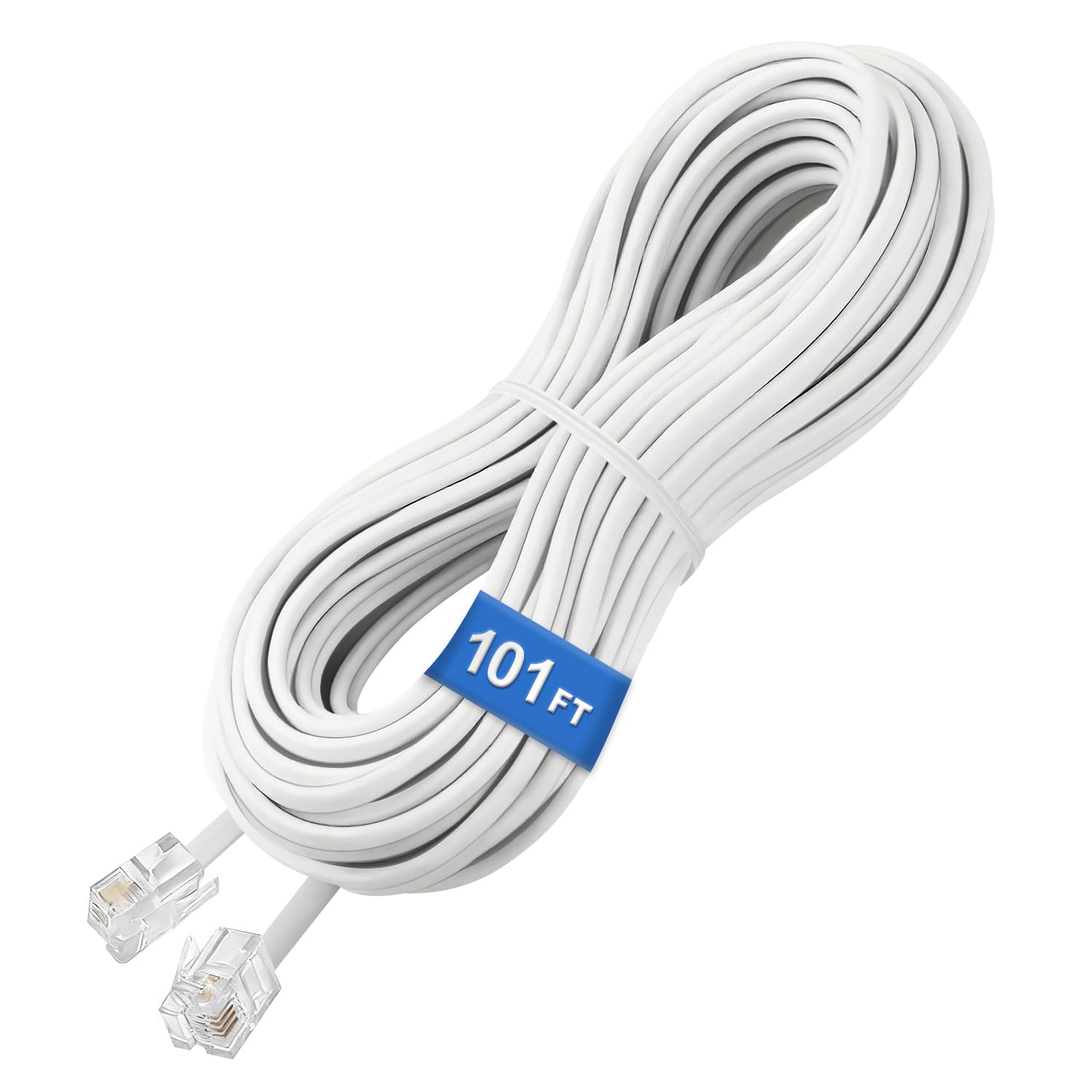 Uvital 100 Feet Telephone Landline Extension Cord 30.5M, 1Pack White
