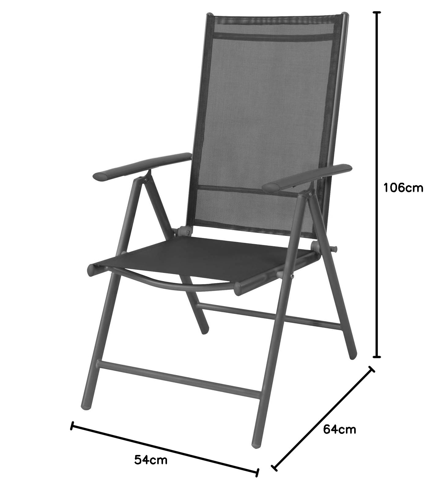 Mojawo - Sedia da Giardino con Schienale Alto, Regolabile in 7 Posizioni, Pieghevole, in Alluminio Resistente alle intemperie, Resistente alle intemperie, Colore: Antracite/Antracite