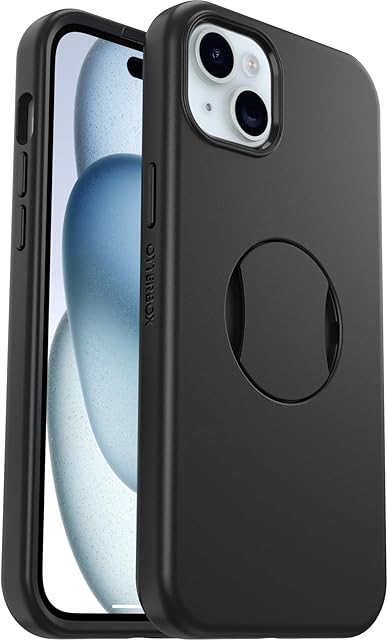 OtterBox OtterGrip Symmetry Etui do iPhone 15 Plus / iPhone 14 Plus do MagSafe, Odporne Etui Ochronne z Wbudowanym Uchwytem, 3x Przetestowane Zgodnie ze Standardami Wojskowymi, Czarne