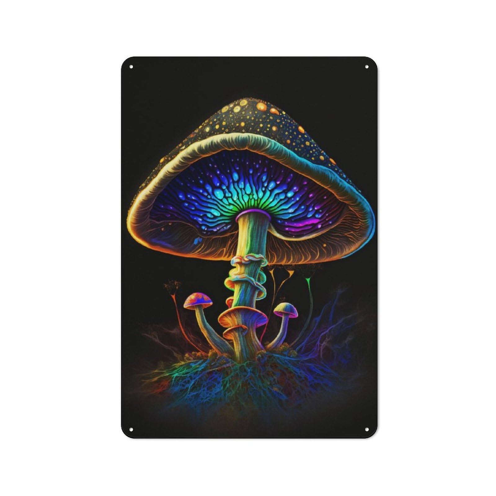 Junmoney Paint Mushroom Decorative Tin Plaque 30X20cm, Vintage Bar Wall Plaque For Bar, Kitchen, Garage Or Games Room