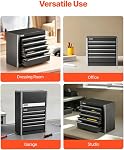VEVOR Metal Tool Box, 8.6-inch, Portable Metal Tool Box with 5 Drawers, Small Tool Chest with EVA Liners and PP Feet Pads, Heavy-Duty Steel With Ball Bearing Opening and Powder Coated Finish, Black