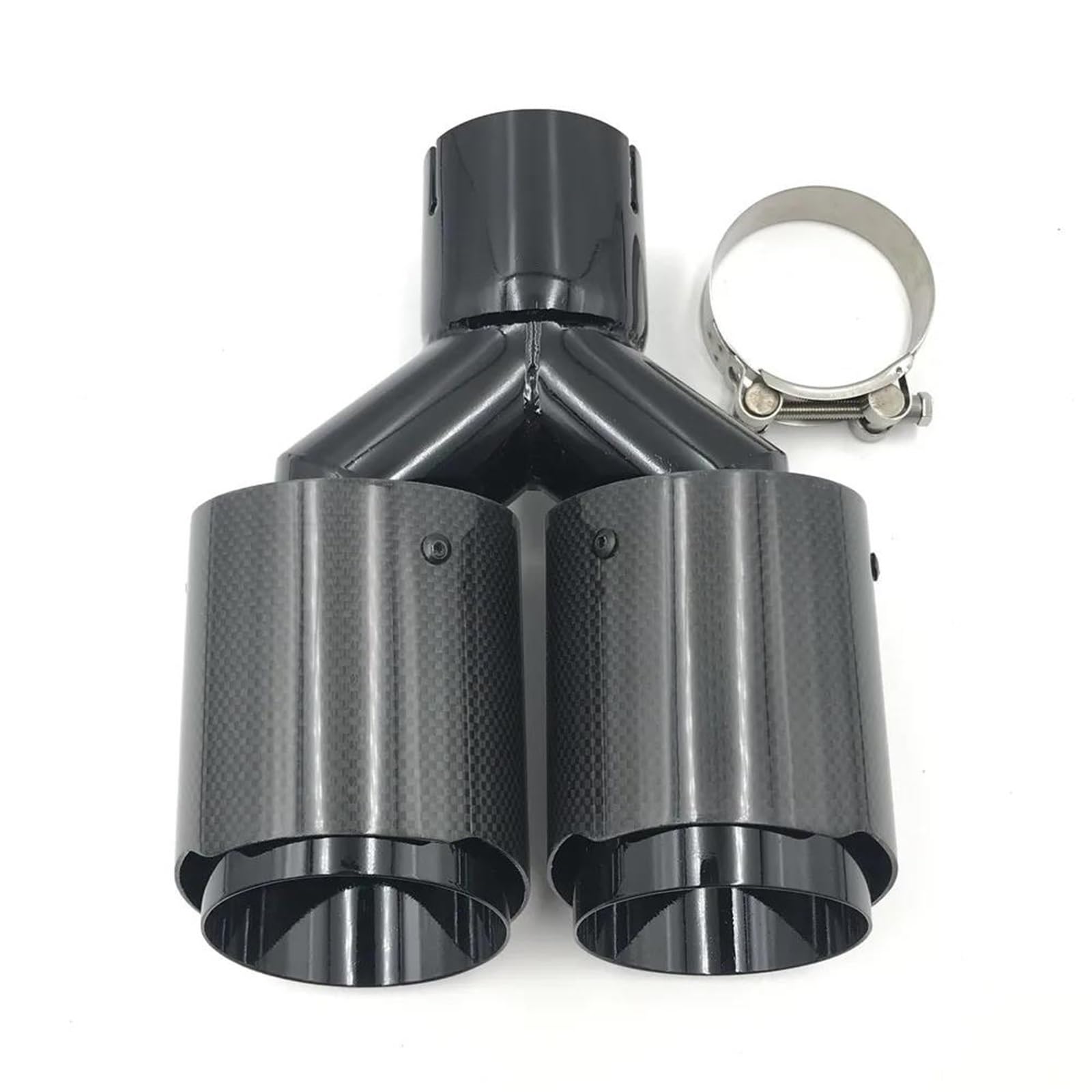 Terminale Di Scarico 1 Pz Lucido In Fibra Carbonio Doppio Silenziatore Punta Tubi Scarico Tubi Scarico Universale Nero In Acciaio Inox Tubo Per BMW F30 E90 Silenziatore Coda Tubo(60MM -76MM)