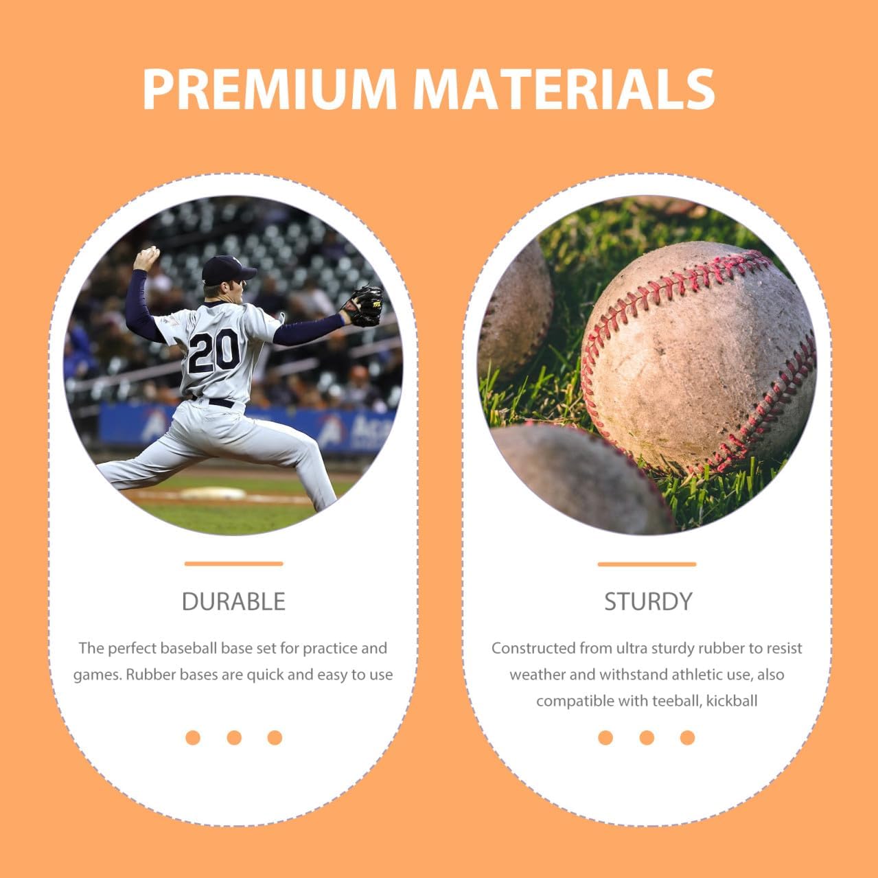 LIOOBO 1set Rubber Baseball Base Non- Pitcher Plate for Backyard Play Kickball Softball Training Weather Resistant Portable Rubber Field Bases