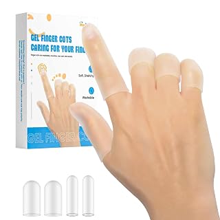 20Pcs Gel Finger Cots, Small Silicone Finger Protectors Sleeves, Fingertip Cover Caps to Heal Cracked, Eczema, Peeling, Hangnails, Corn, Calluses - Amazon product rated Grade A