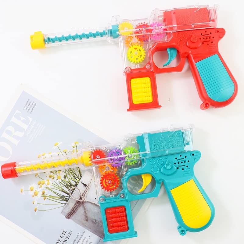 PLUSPOINT Transparent Gun Toy for Kids with 3D Lights Musical with Moving Gears Concept Gun Toys with Colourful Flashing Light Music Toy for Boys Girls Kids Birthday Gift Pack of 1pc (Gear Pistol) 4