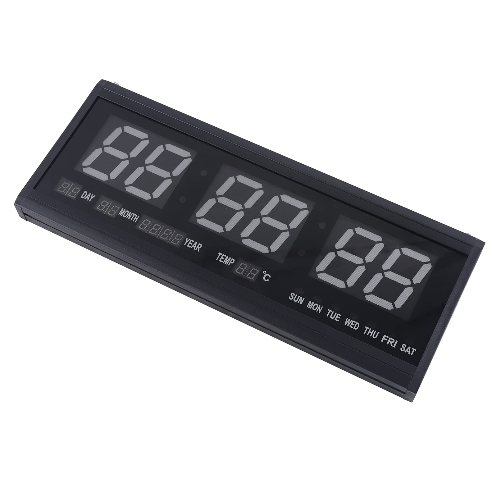 Grande orologio da parete digitale con display a LED, moderno orologio digitale con temperatura e datario, orologio da parete rettangolare con spina di alimentazione per casa e ufficio