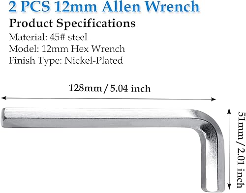 Miniatura 3 de Bivethoi Juego de llaves hexagonales métricas Allen en forma de L de 2 piezas de 0.472 in