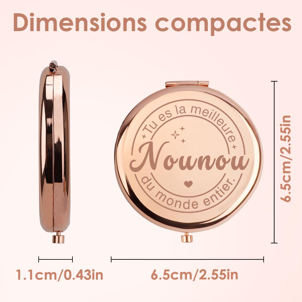 Cadeau Nounou Noel,Idee Cadeau Nounou Miroir De Poche,Cadeau Nounou Original,Cadeau pour Nounou,Cadeau Mamie,Cadeau pour Mamie,Idee Cadeau Mamie,Cadeau Mamie Original