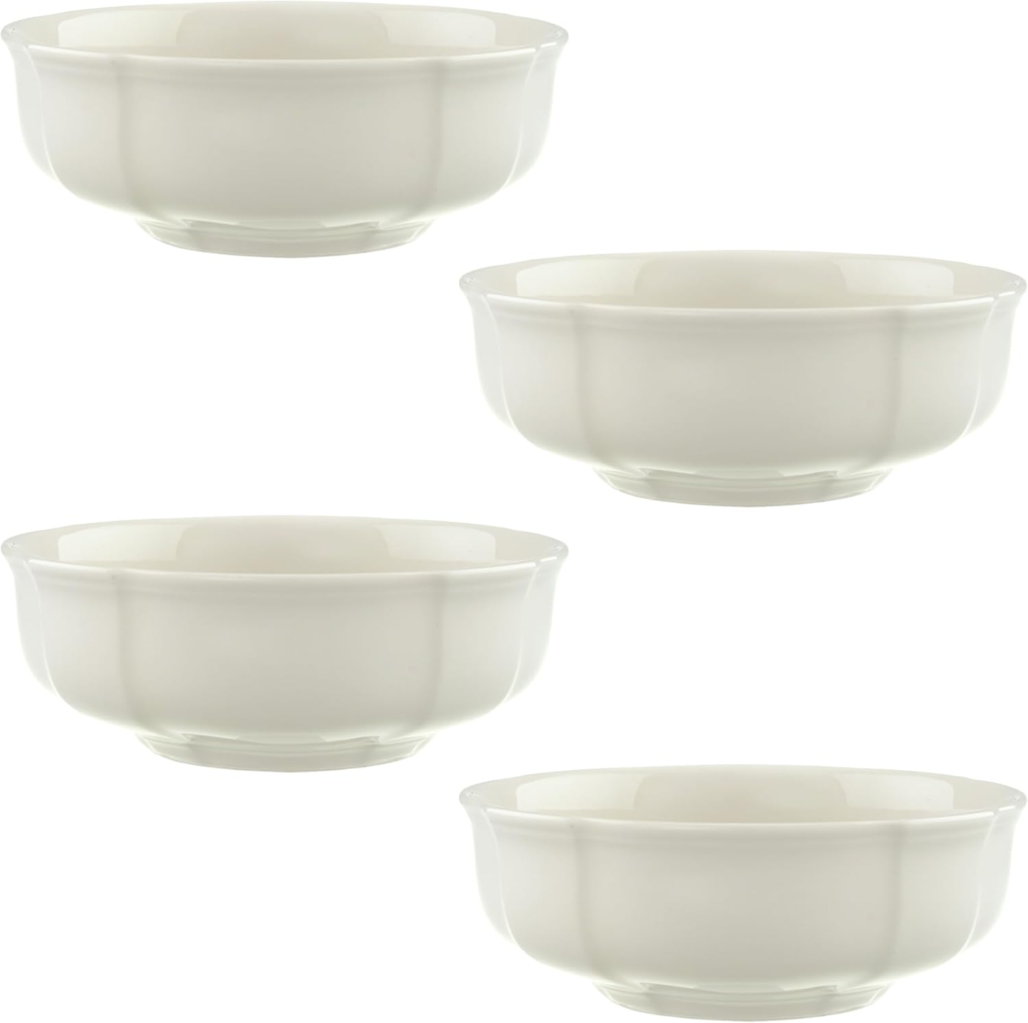 Villeroy & Boch Manoir Collection Dessert Bowl, Premium Porcelain, Made in Germany, Dishwasher and Microwave Safe, Set of 4, 12 oz Capacity, 5.75 x 2 in, Rich, Creamy White