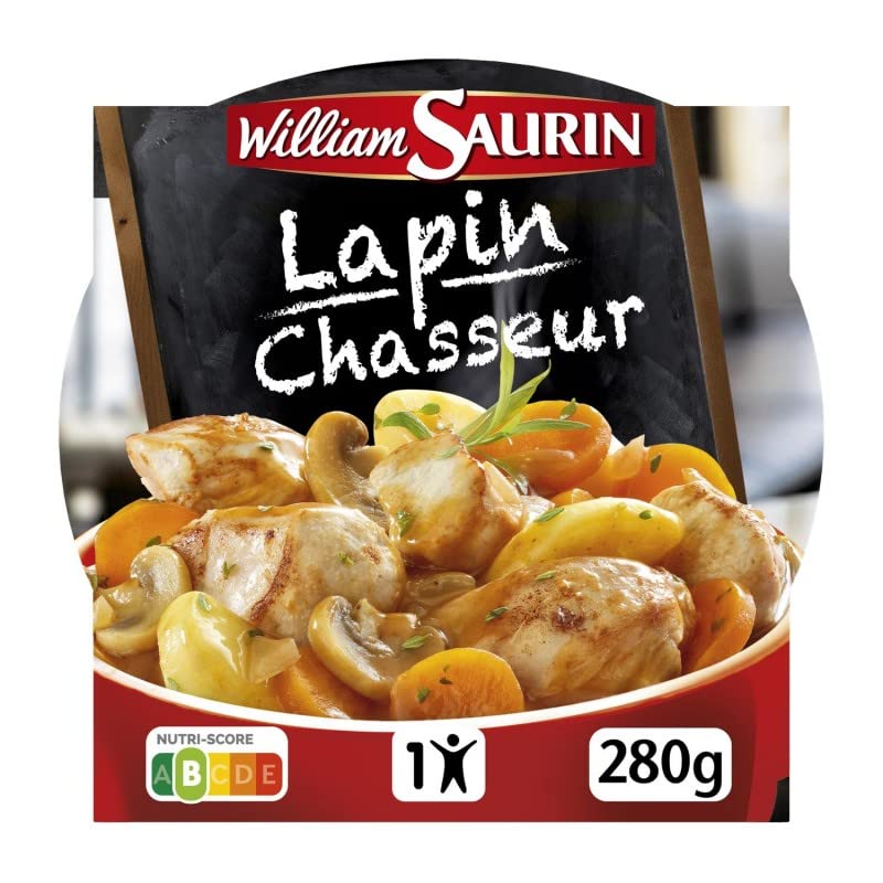 WILLIAM SAURIN - L'Assiette Lapin Chasseur Et Ses Pommes De Terre Micro-Ondable 280G - Lot De 4