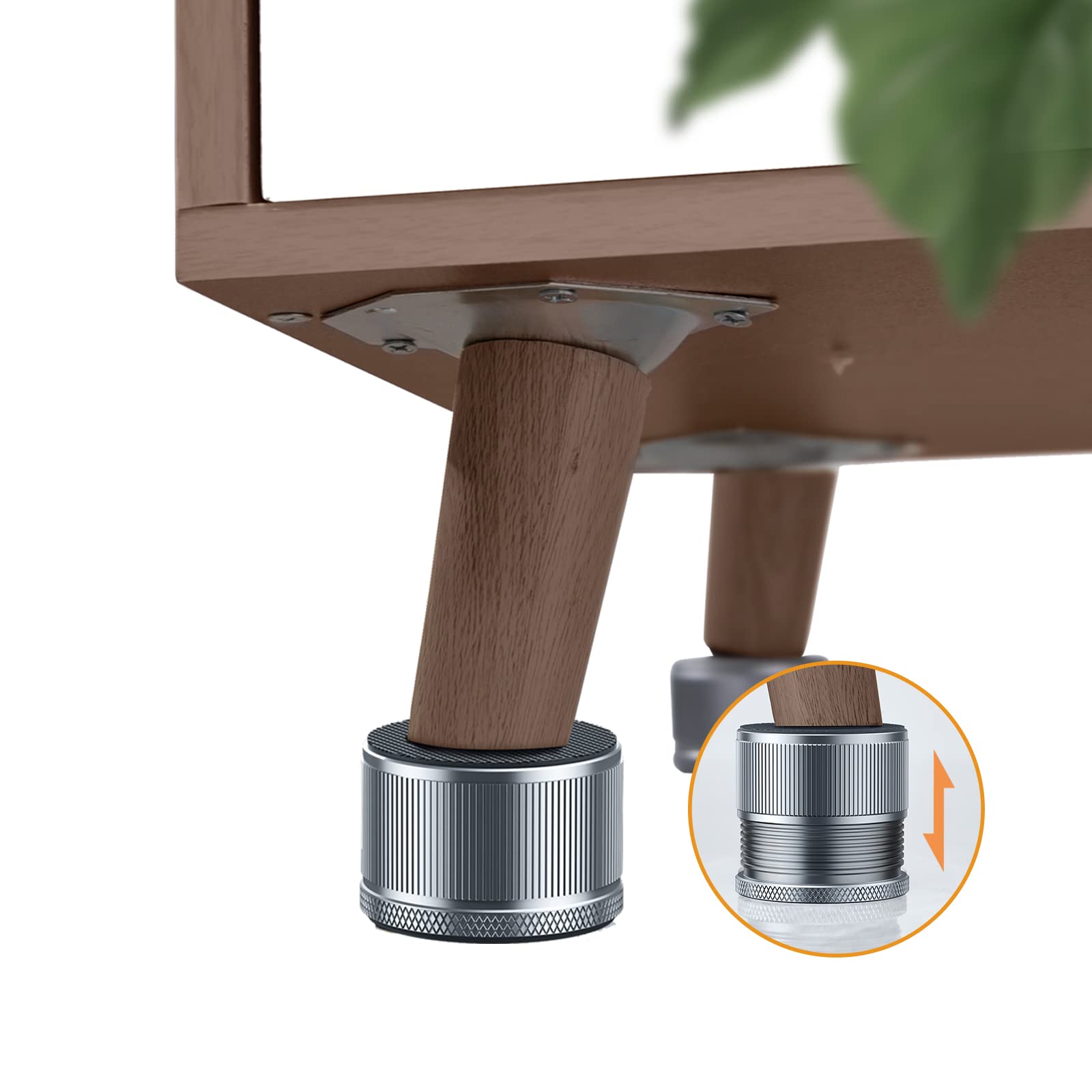 Elevadores de cama de 1.5 pulgadas resistentes, elevadores de muebles de metal, autoadhesivos para ajustar la altura de 0.9 a 1.7 pulgadas, soporta hasta 2200 libras, juego de 4 unidades (gris)